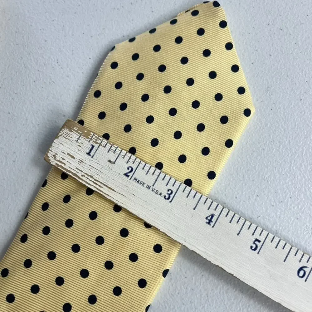 Brooks Brothers Makers Tie Men's All Silk Yellow & Blue Dots Handmade In USA